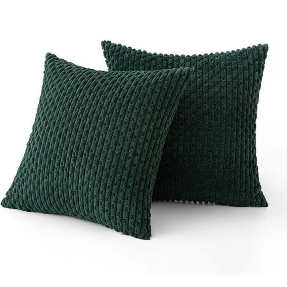 Throw Pillow Covers Soft Corduroy Decorative Set Of 2 17x17in Army Green Modern - Picture 4 of 6